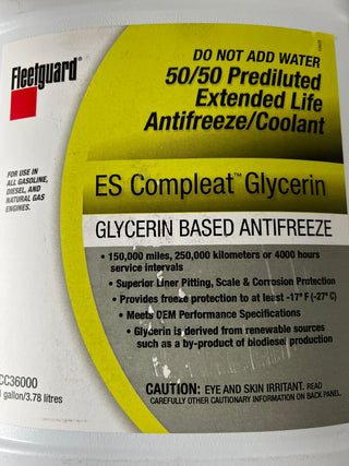 CC36000 Fleetguard ES Compleat Glycerin prediluted coolant 50/50