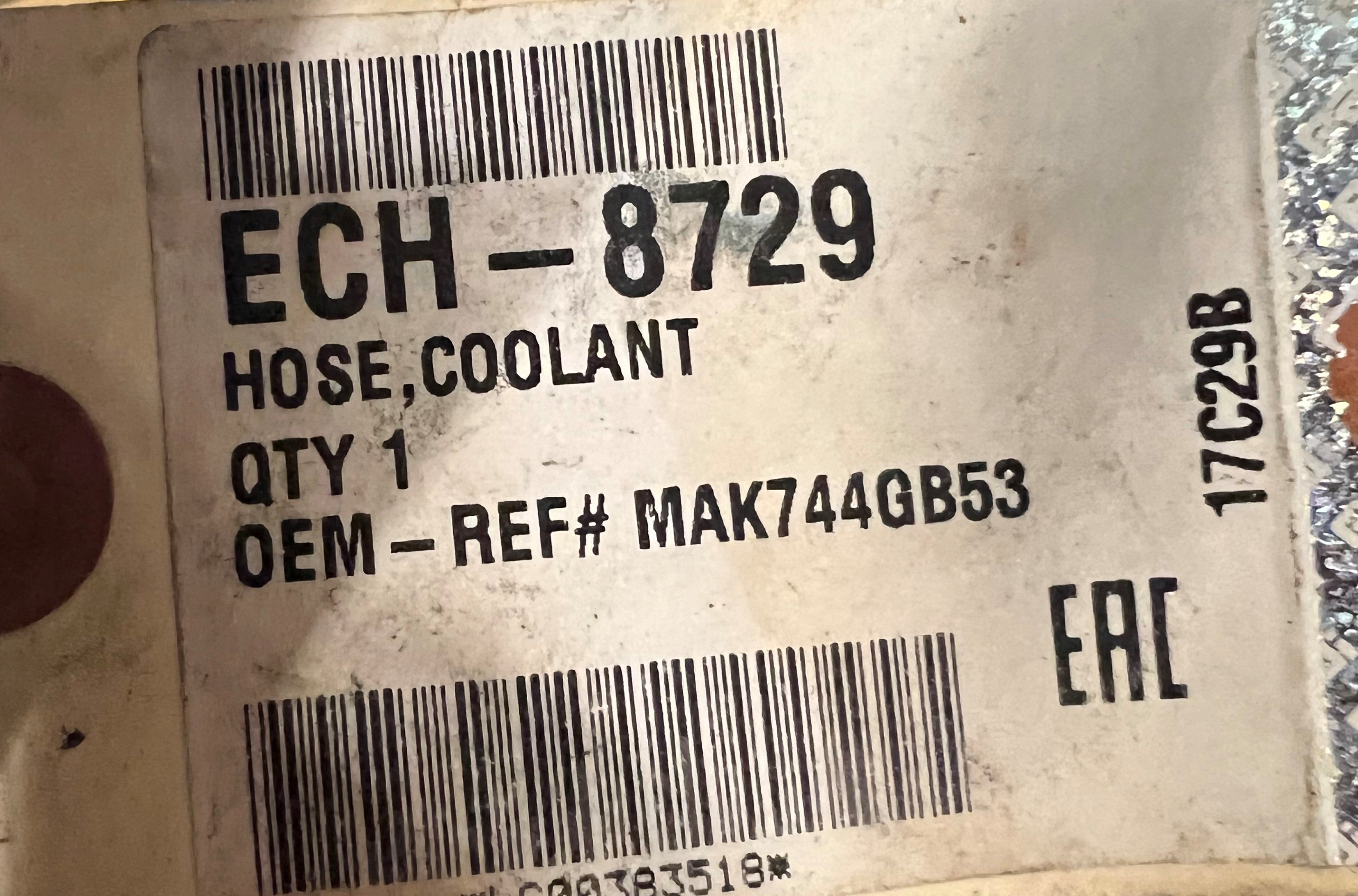 ECH8729 Coolant Hose PAI MACK Onsite Svc LLC